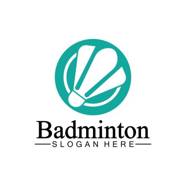 Badminton Logo ikon tasarım şablonu. Badminton Shuttlecock simgesi logosu. Badminton spor logo şablonu vektörü. Spor kulübü logosu kavramı
