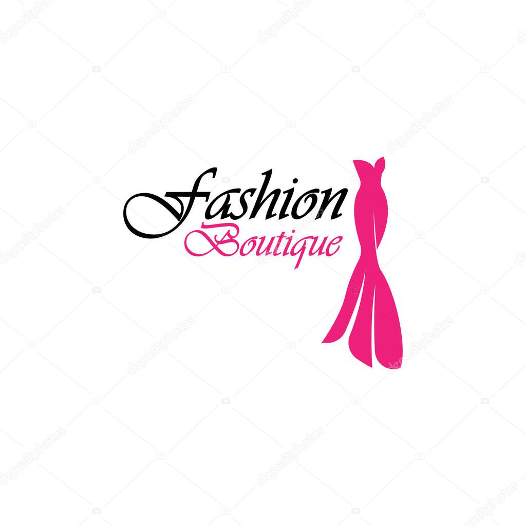 Beautiful dress woman logo simple creative for boutique fashion shop logo vector