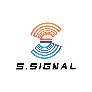 Beyaz arkaplanda kablosuz bağlantı logo tasarımı için S harfi