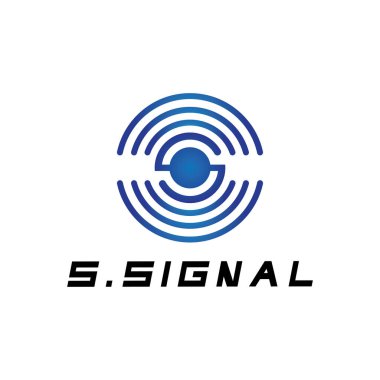 Beyaz arkaplanda kablosuz bağlantı logo tasarımı için S harfi