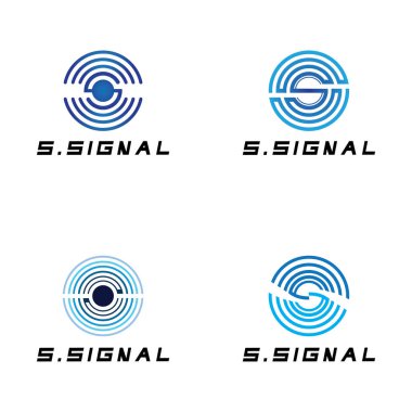 Beyaz arkaplanda kablosuz bağlantı logo tasarımı için S harfi