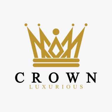 Crown Logo Vektör Şablonu, doğrusal taç simgeleri. Kraliyet, lüks sembol. Kral, kraliçe soyut geometrik logo.