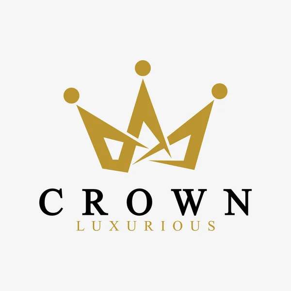 Crown Logo Vector Mall Linjära Kronikoner Kunglig Lyxig Symbol Kung — Stock vektor