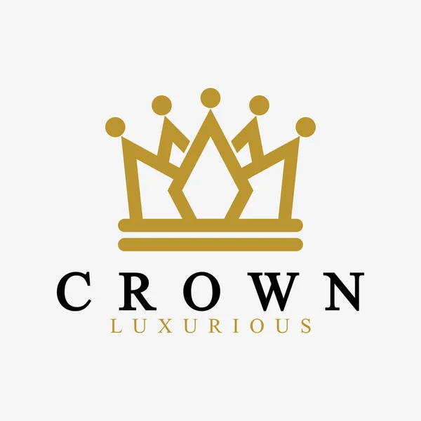 Crown Logo Vector Mall Linjära Kronikoner Kunglig Lyxig Symbol Kung — Stock vektor