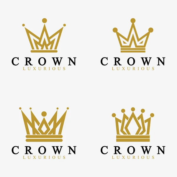 Modèle Vecteur Logo Couronne Icônes Couronne Linéaires Royal Symbole Luxe — Image vectorielle