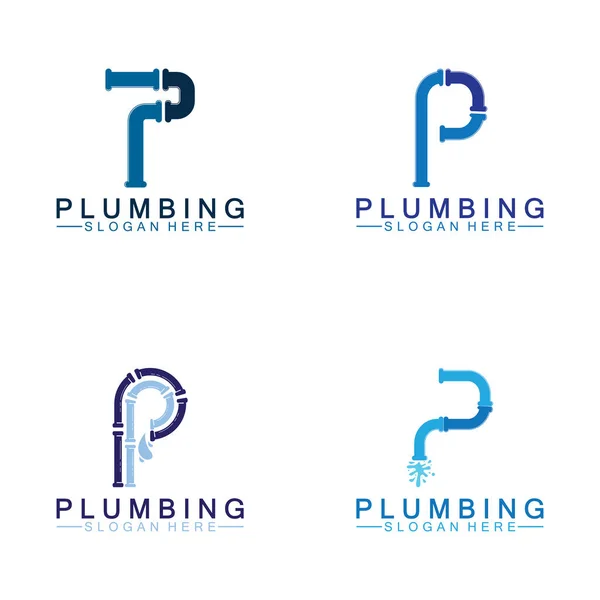 Lettre Logo Plomberie Icône Design Vecteur — Image vectorielle