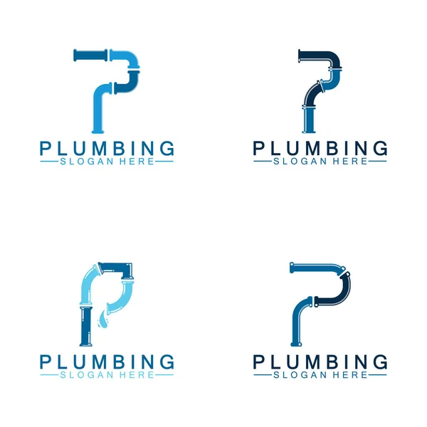 Letter Plumbing Logo Icon Design Vector — Stock Vector