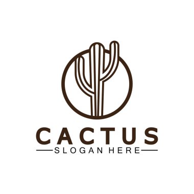 Kaktüs Logo Şablonu Tasarım Vektörü, Tasarım Konsepti, Yaratıcı Sembol, Simge