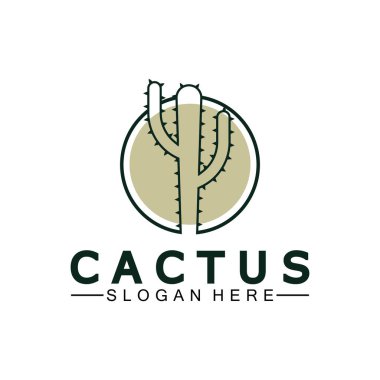 Kaktüs Logo Şablonu Tasarım Vektörü, Tasarım Konsepti, Yaratıcı Sembol, Simge