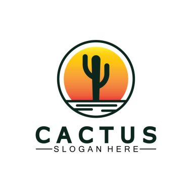 Kaktüs Logo Şablonu Tasarım Vektörü, Tasarım Konsepti, Yaratıcı Sembol, Simge