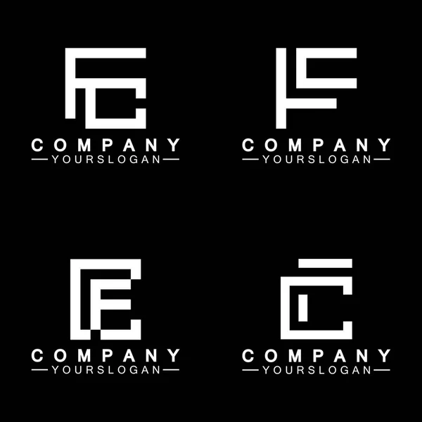 アルファベット文字モノグラムロゴCf CとF 黒の背景にエレガントでプロフェッショナルな白の文字のアイコンデザイン — ストックベクタ
