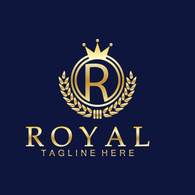 Kraliyet Kraliyet logosunun ilk harfi. Kraliyet, Kral, Kraliçe Lüks Sembolü. Yazı tipi amblemi.