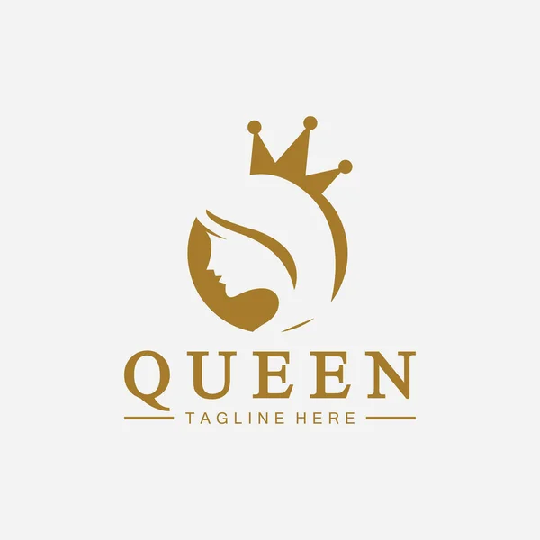 Kraliçe Logosu Için Güzel Bir Yüz Kraliçesi Logosu Güzellik Kraliçesi — Stok Vektör