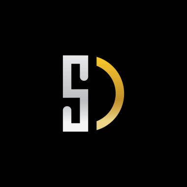 Alfabe harfleri: monogram logo DS, SD, S ve D, siyah arkaplan üzerinde zarif ve Profesyonel harf simgesi tasarımı.
