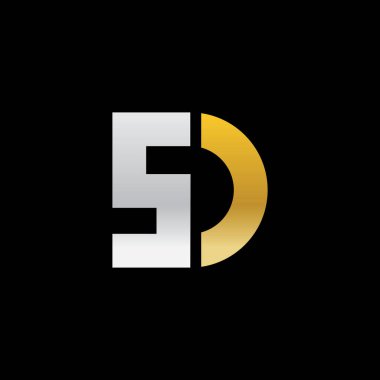 Alfabe harfleri: monogram logo DS, SD, S ve D, siyah arkaplan üzerinde zarif ve Profesyonel harf simgesi tasarımı.