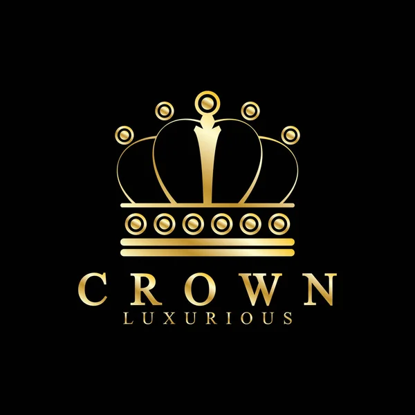 Gold Crown Icons Queen King Golden Crowns Luxury Logo Design — Stock Vector