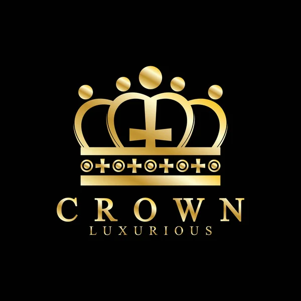 Guld Krona Ikoner Drottning Kung Gyllene Kronor Lyx Logo Design — Stock vektor