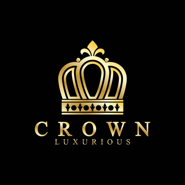 Золота Корона Іконки Королева Король Золоті Коронки Розкішний Логотип Дизайн — стоковий вектор
