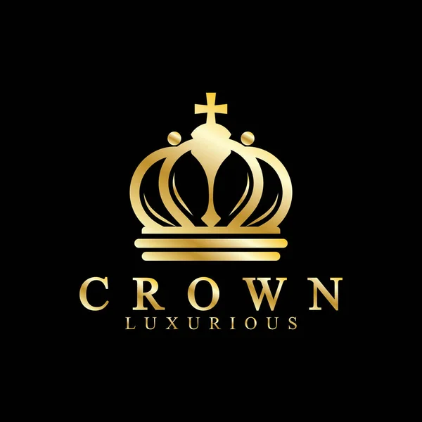 Gouden Kroon Pictogrammen Koningin Koning Gouden Kronen Luxe Logo Design — Stockvector