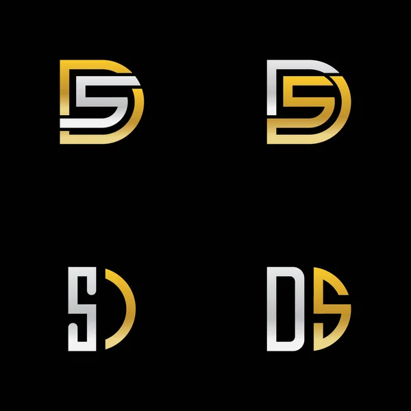 字母标识符标识Ds 优雅专业的字母图标设计黑色背景 — 图库矢量图片
