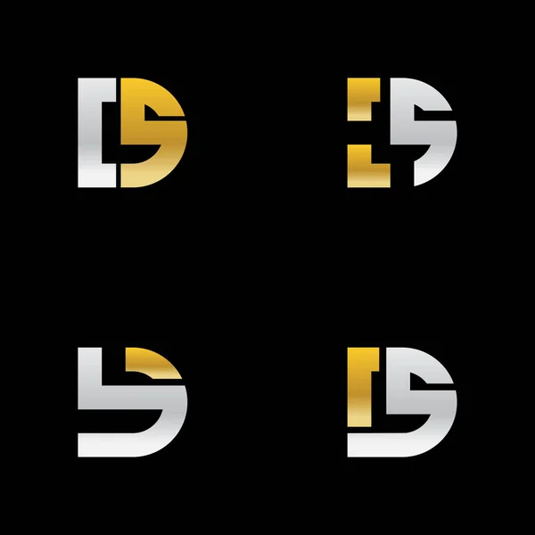アルファベット文字モノグラムロゴDs SとD 黒の背景にエレガントでプロフェッショナルな文字のアイコンデザイン — ストックベクタ