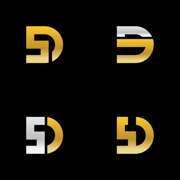 アルファベット文字モノグラムロゴDs SとD 黒の背景にエレガントでプロフェッショナルな文字のアイコンデザイン — ストックベクタ