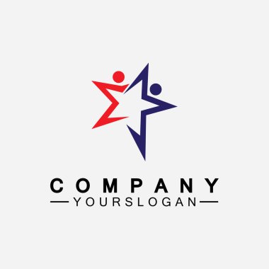 Yıldız insanları başarı logosu ve sembol şablonu