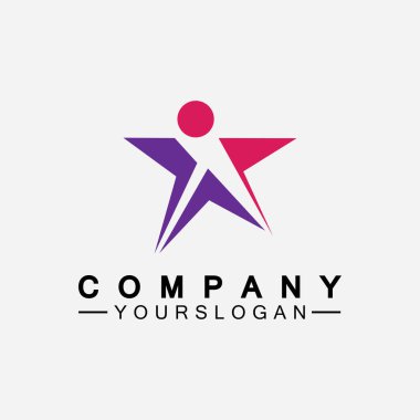 Yıldız insanları başarı logosu ve sembol şablonu