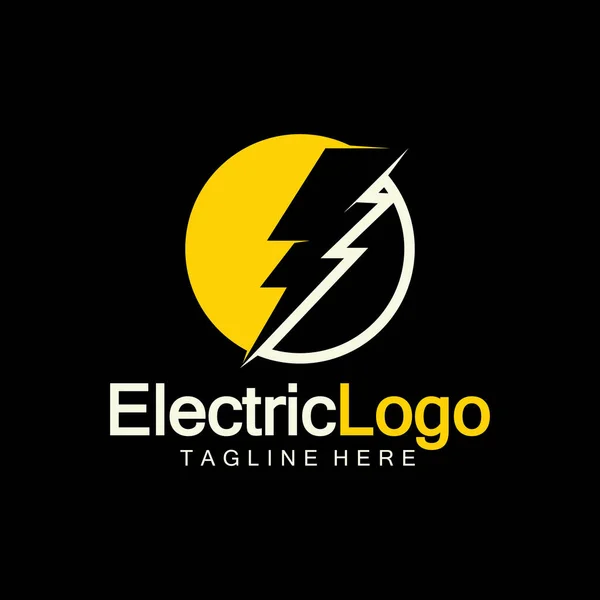 Plantilla Diseño Del Logotipo Eléctrico Aislada Sobre Fondo Negro — Vector de stock