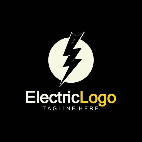 Electric Logo Design Template Isolated Black Background — Stock Vector