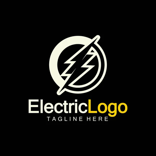 Plantilla Diseño Del Logotipo Eléctrico Aislada Sobre Fondo Negro — Vector de stock
