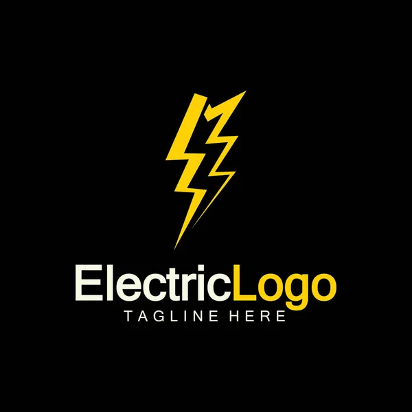 Electric Logo Design Template Isolated Black Background — Stock Vector