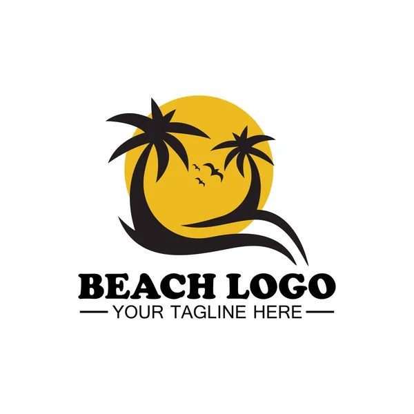 Diseño Del Logo Playa Vector Plantilla — Archivo Imágenes Vectoriales