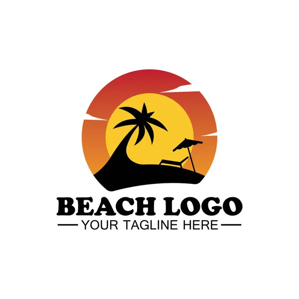 Diseño Del Logo Playa Vector Plantilla — Archivo Imágenes Vectoriales