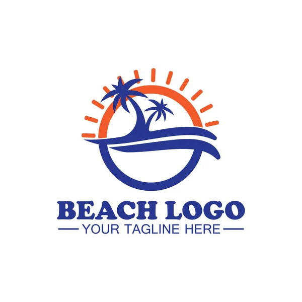 Векторный Шаблон Логотипа Пляжа Векторная Графика