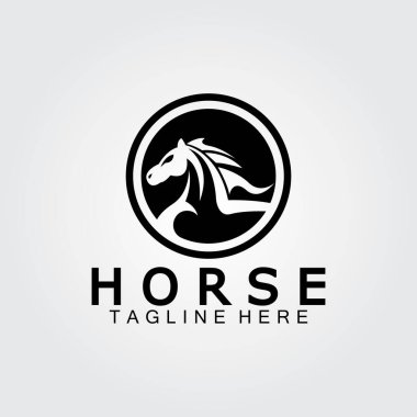 Siyah at başlı siluet logo vektör çizimi