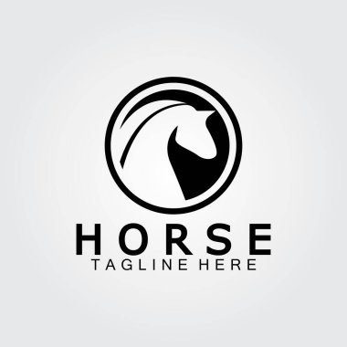 Siyah at başlı siluet logo vektör çizimi