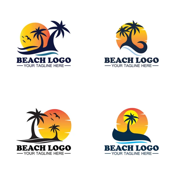 Plaj logo tasarım vektör şablonu