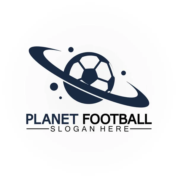 Gezegen Futbolu Gezegen Futbol Logosu Şablonu — Stok Vektör