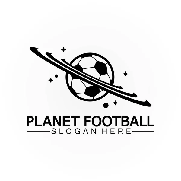 Gezegen Futbolu Gezegen Futbol Logosu Şablonu — Stok Vektör