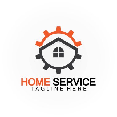 Ev hizmeti logosu, tasarım konsept teçhizatı ve ev, yenileme için uygun, yeniden inşa şirketleri ve ev bakımı sağlayan şirketler