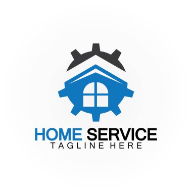 Ev hizmeti logosu, tasarım konsept teçhizatı ve ev, yenileme için uygun, yeniden inşa şirketleri ve ev bakımı sağlayan şirketler