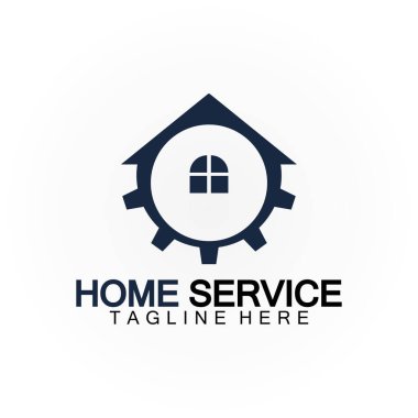 Ev hizmeti logosu, tasarım konsept teçhizatı ve ev, yenileme için uygun, yeniden inşa şirketleri ve ev bakımı sağlayan şirketler