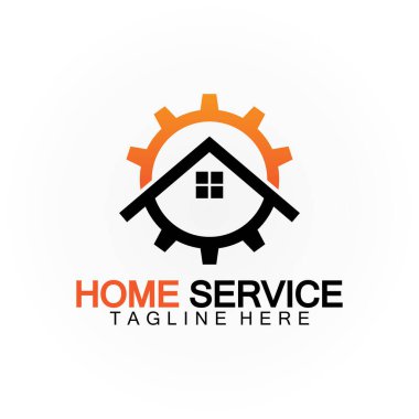Ev hizmeti logosu, tasarım konsept teçhizatı ve ev, yenileme için uygun, yeniden inşa şirketleri ve ev bakımı sağlayan şirketler