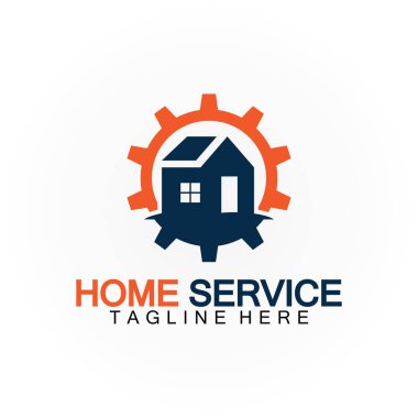 Ev hizmeti logosu, tasarım konsept teçhizatı ve ev, yenileme için uygun, yeniden inşa şirketleri ve ev bakımı sağlayan şirketler