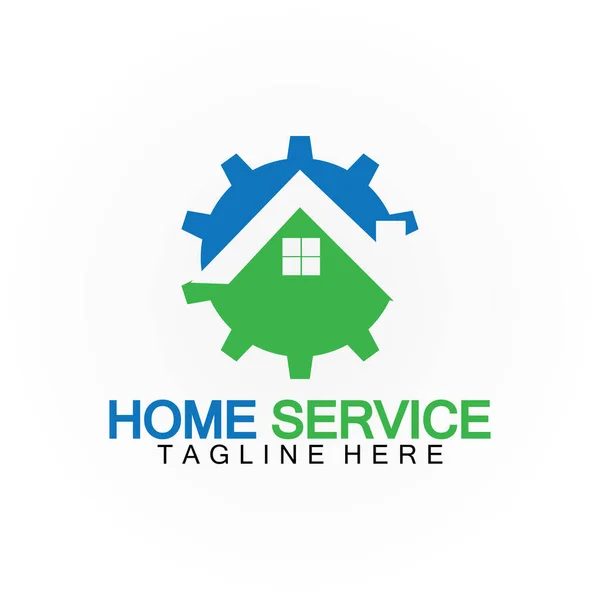 ホームサービスのロゴ デザインコンセプトギアと家庭 改装に適した 企業を再構築し 家庭のメンテナンスを提供する企業 ストックベクター