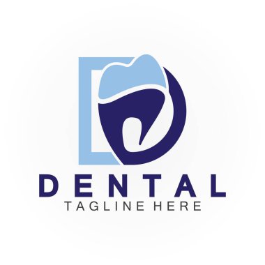 Diş sağlığı, klinik diş hekimi ve diş sağlığı için uygun iç vektör logosu tasarımı illüstrasyonlu ilk D harfi.