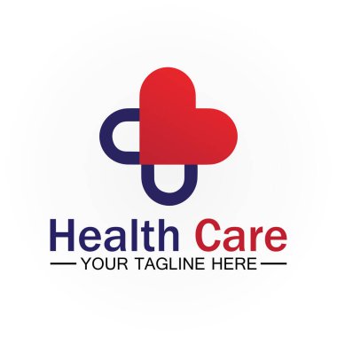 Sağlık hizmeti veya tıbbi kalp logosu tasarım şablonu