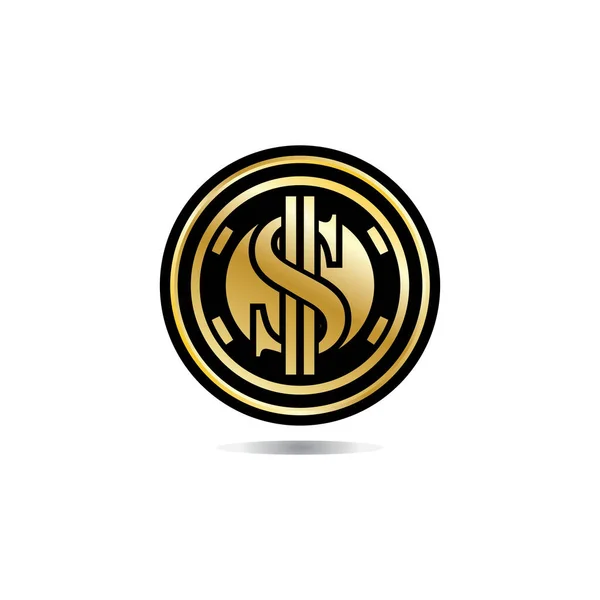 Złota Moneta Ilustracją Znaku Dolara Wektor Dolar Monety Ikona Izolowane — Wektor stockowy
