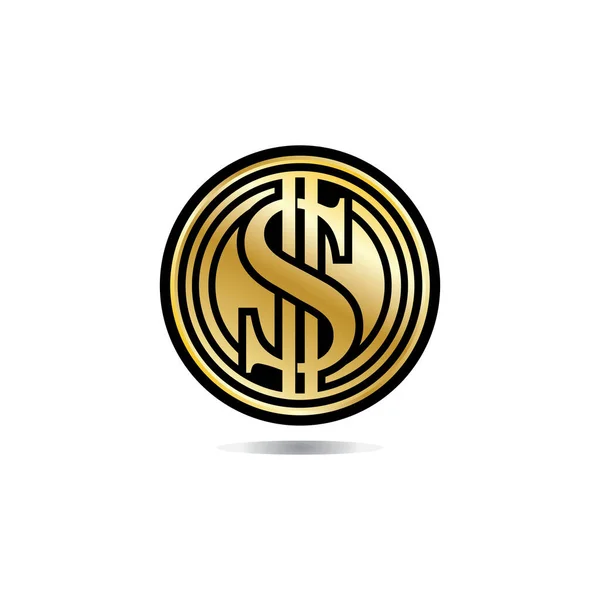 ドル記号のイラストとゴールドコイン 白い背景に孤立したベクトルドルコインのアイコン — ストックベクタ